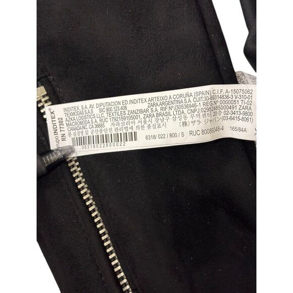 Zara Womens Biker Jacket Size S Black Faux Suede Cropped 6318/022 NWT - Picture 5 of 10